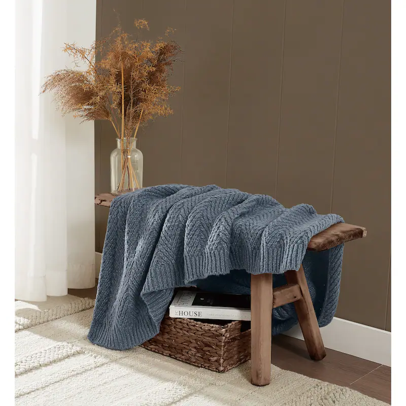Frye Chevron Faux Mohair Throw Blanket