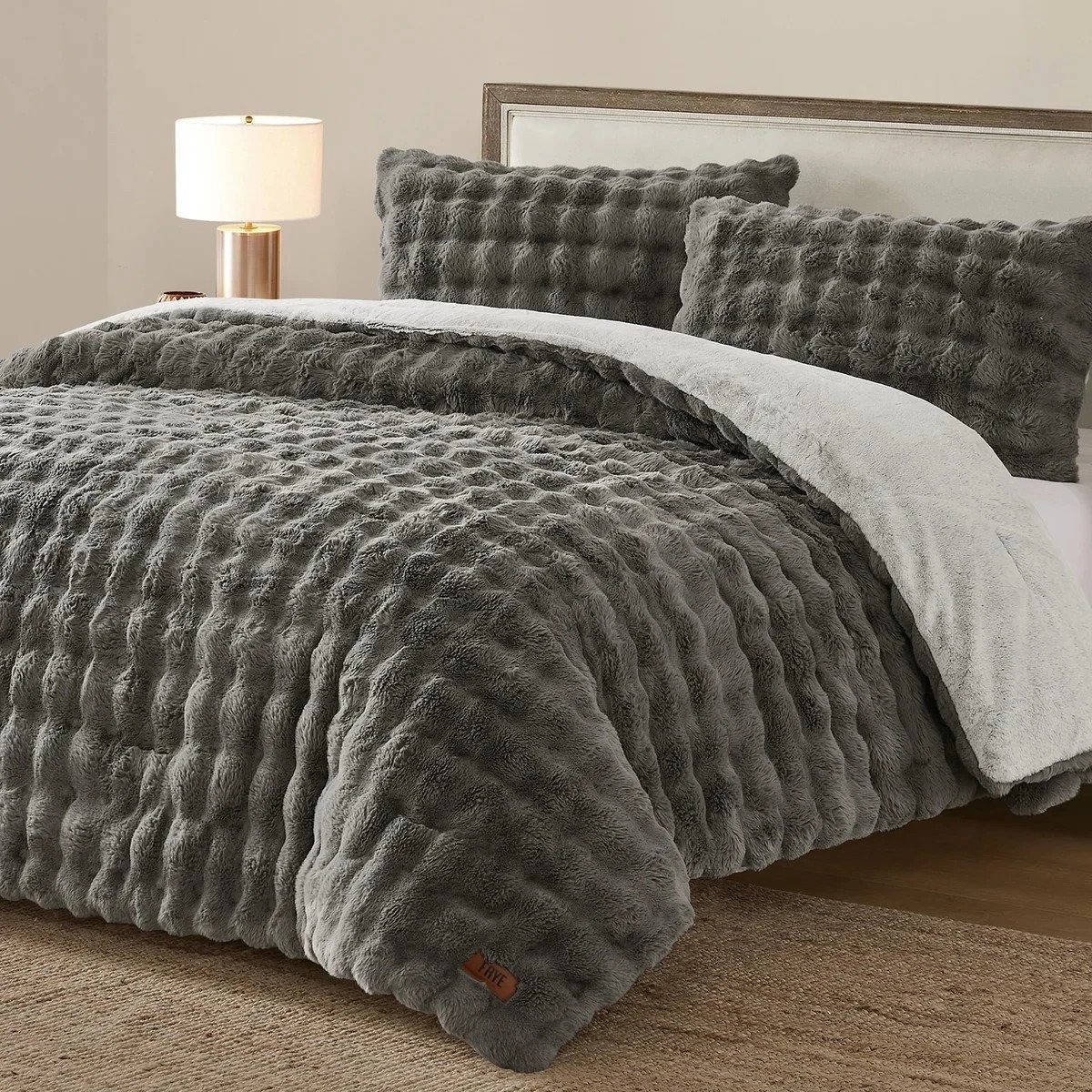 Frye Faux Fur Comforter Set queen bedding