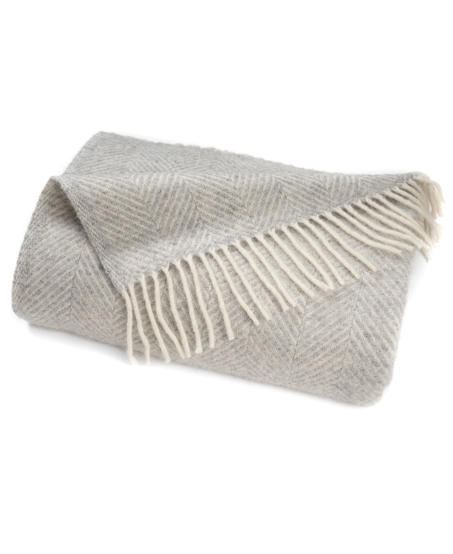 Classic Grey Wool Blend Blanket with Silver Threading